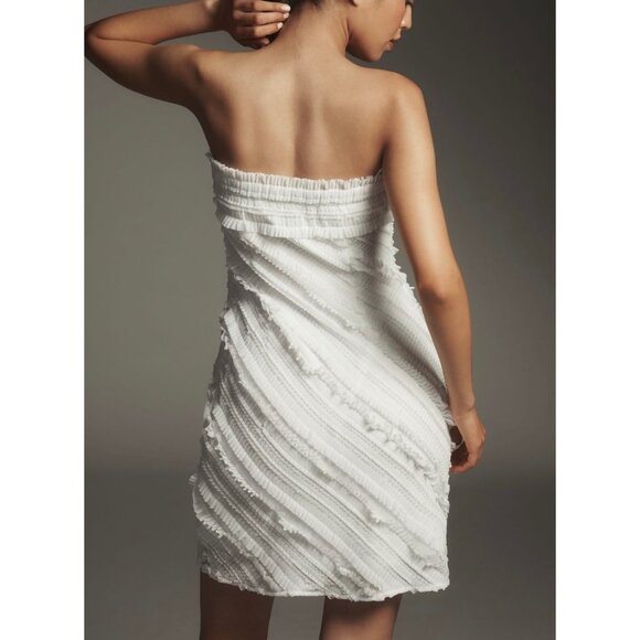 Anthropologie Endless Rose Strapless Textured Fitted Mini Dress White Size L - Picture 2 of 6